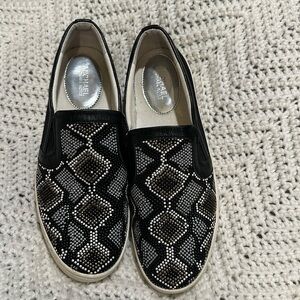 Michael Kors Leo Beaded Suede Slip-On Sneaker , 9 M